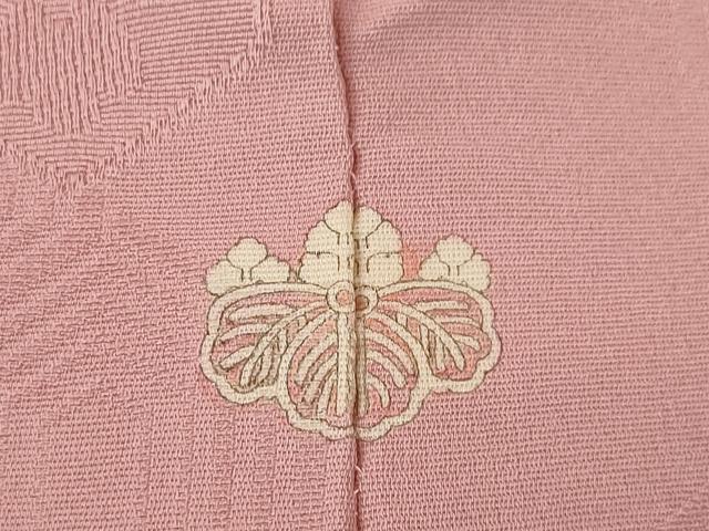 平和屋着物●上質な色無地 亀甲花地紋 珊瑚色 正絹 逸品 AABK4460ck