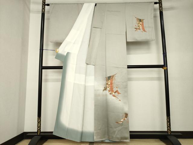 平和屋着物●訪問着 几帳花文 暈し染め 金彩 正絹 逸品 AABK4469ck