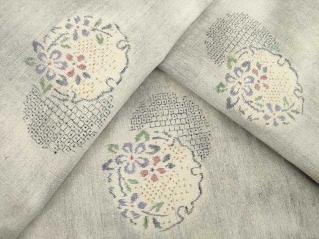 平和屋着物●本場結城紬 重要無形文化財 100亀甲 雪輪花文 正絹 逸品 AABK4477ck