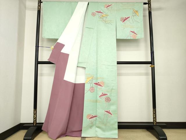 平和屋着物●久保田一竹 幻の辻が花 訪問着 菅笠 金彩 金通し地 正絹 逸品 AABK4480ck