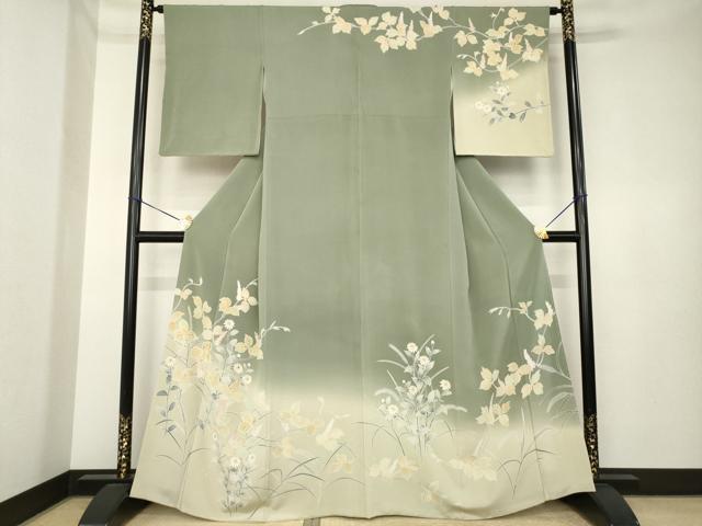 平和屋着物●創業460年・千總 訪問着 刺繍 草花文 金糸 金彩 高島屋扱い 正絹 逸品 AABK4481ck