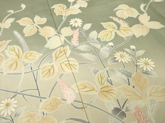 平和屋着物●創業460年・千總 訪問着 刺繍 草花文 金糸 金彩 高島屋扱い 正絹 逸品 AABK4481ck