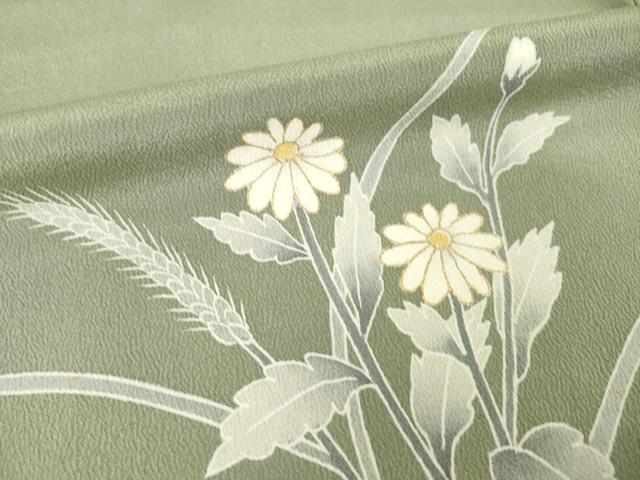 平和屋着物●創業460年・千總 訪問着 刺繍 草花文 金糸 金彩 高島屋扱い 正絹 逸品 AABK4481ck