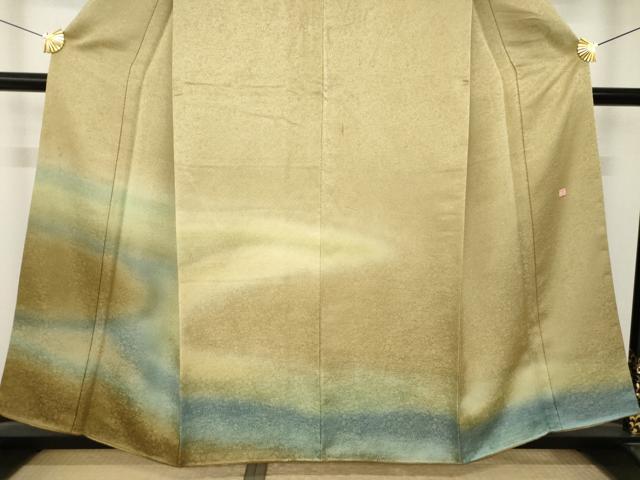 平和屋着物●久保田一竹 幻の辻が花 訪問着 霞文 暈し染め 金通し地 正絹 逸品 AABK4494ck