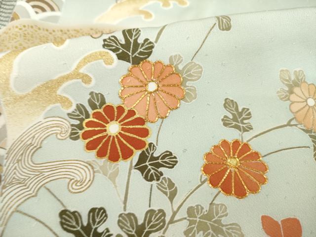 平和屋着物●創業460年・千總 訪問着 駒刺繍 流水花文 金彩 大丸扱い ロング丈 正絹 逸品 AABK4495ck