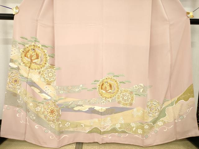 平和屋着物●創業460年・千總 色留袖 駒刺繍 鳳凰花文 正絹 逸品 AABK4497ck