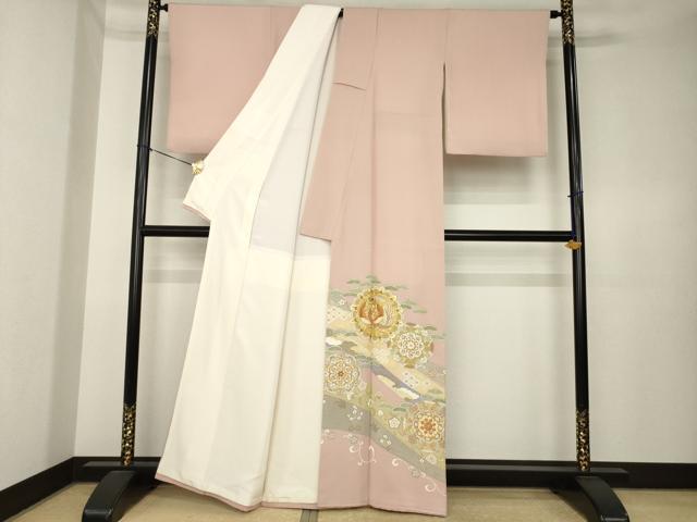 平和屋着物●創業460年・千總 色留袖 駒刺繍 鳳凰花文 正絹 逸品 AABK4497ck