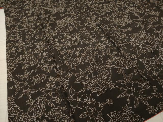 平和屋着物●本場大島紬 7マルキ 草花文 正絹 逸品 AABK4501ck