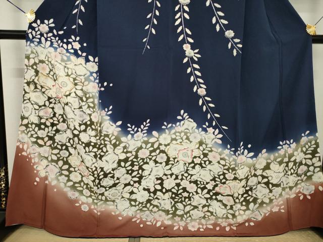 平和屋着物●訪問着 辻が花 絞り 舞花文 暈し染め 正絹 逸品 AABK4505ck