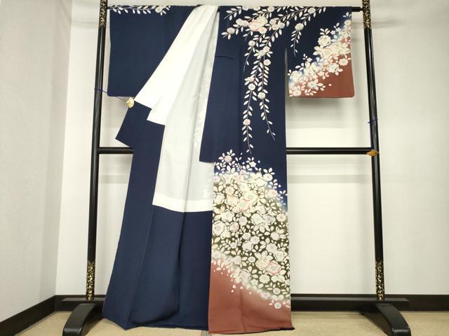 平和屋着物●訪問着 辻が花 絞り 舞花文 暈し染め 正絹 逸品 AABK4505ck