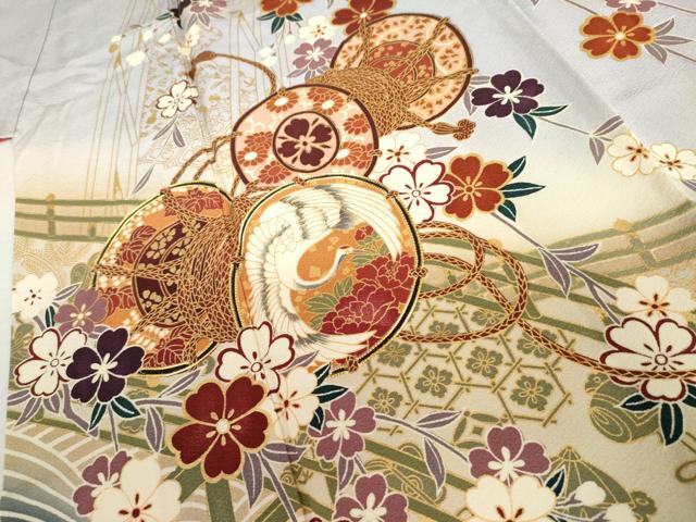 平和屋着物●豪華振袖 駒刺繍 渡り橋花鼓文 暈し染め 金彩 正絹 逸品 AABK4521cs
