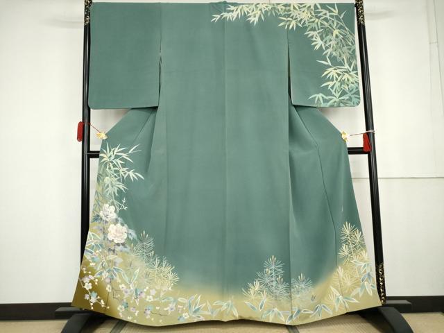 平和屋着物●本加賀友禅作家 栂野朗 訪問着 松竹梅文 暈し染め 正絹 逸品 AABK4524cs