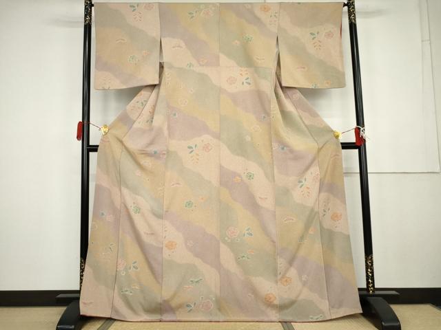 平和屋着物●上質な小紋 道長花松文 金彩 正絹 逸品 AABK4530cs