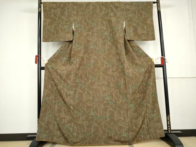 平和屋着物●上質な小紋 幾何学文様 正絹 逸品 AABK4532cs