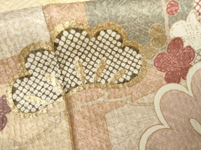 平和屋着物●訪問着 松竹梅文 金彩 ロング丈 正絹 逸品 AABK4533cs
