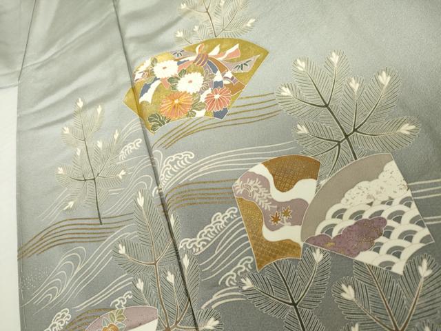 平和屋着物●訪問着 駒刺繍 立波地紙風景文 暈し染め 金彩 鈴乃屋扱い 正絹 逸品 未使用 AABK4534cs