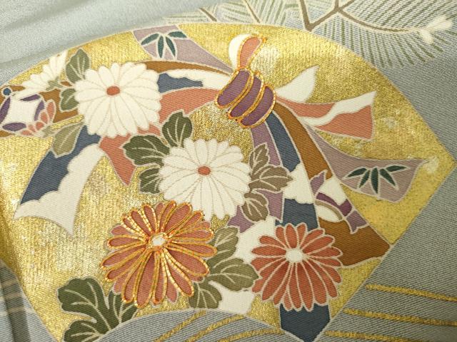 平和屋着物●訪問着 駒刺繍 立波地紙風景文 暈し染め 金彩 鈴乃屋扱い 正絹 逸品 未使用 AABK4534cs