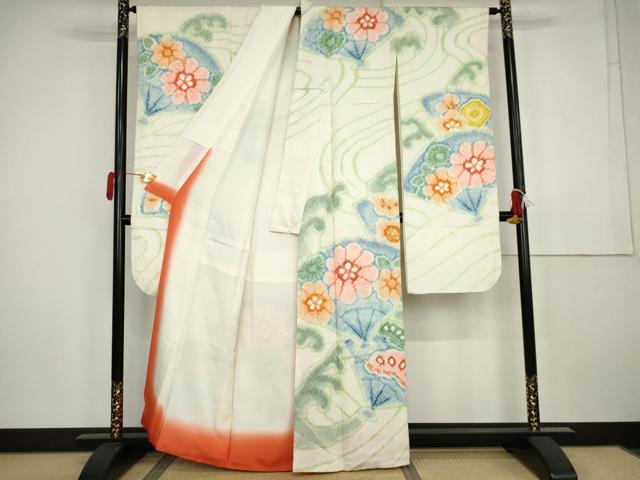平和屋着物●豪華振袖 総絞り 扇面流水花文 正絹 逸品 AABK4546cs