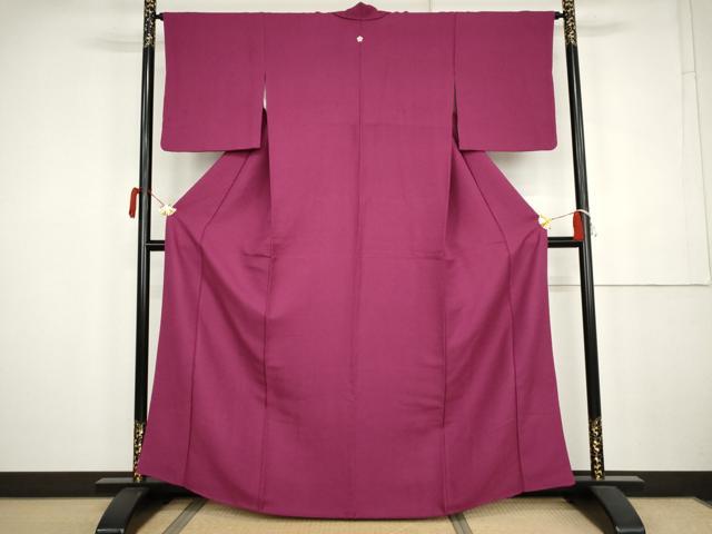 平和屋着物●上質な色無地 紋意匠 梅紫色 正絹 逸品 AABK4554cs