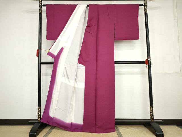 平和屋着物●上質な色無地 紋意匠 梅紫色 正絹 逸品 AABK4554cs