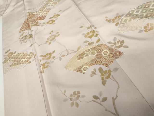 平和屋着物●創業460年・千總 訪問着 駒刺繍 地紙枝花文 三越扱い 正絹 逸品 AABK4574cs