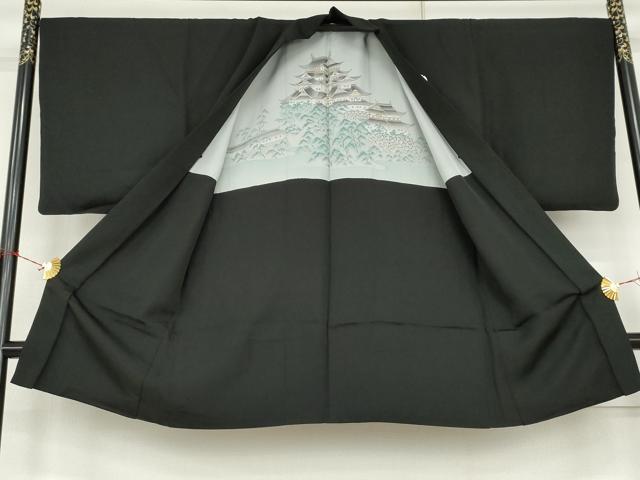 平和屋着物●男性 黒紋付・羽織セット 正絹 逸品 AABK4575cs
