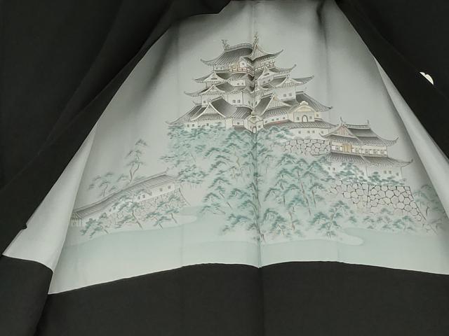 平和屋着物●男性 黒紋付・羽織セット 正絹 逸品 AABK4575cs