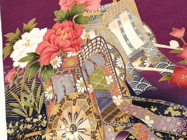 平和屋着物●豪華振袖 御所車草花文 暈し染め 金彩 ロング丈 正絹 逸品 AABK4578cs