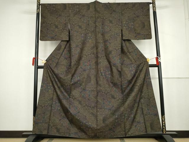 平和屋着物●本場大島紬 9マルキ 花鳥文 正絹 逸品 AABK4587cs