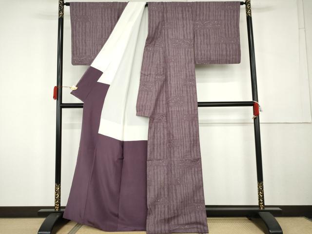 平和屋着物●本場結城紬 重要無形文化財 100亀甲 花唐草文 正絹 逸品 AABK4590cs