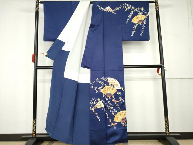 平和屋着物●訪問着 扇面草花文 金彩 正絹 逸品 AABK4595cs