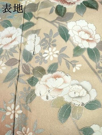 平和屋着物●訪問着 刺繍 雪輪枝花文 暈し染め 金糸 金銀彩 正絹 逸品 AABK4596cs