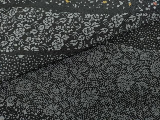 平和屋着物●訪問着 花唐草文 黒地 絹 逸品 未使用 AABK4597cs