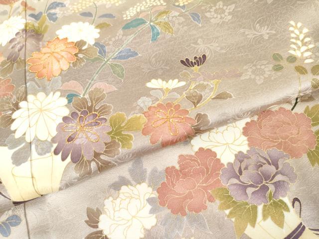 平和屋着物●訪問着 駒刺繍 飾花文 暈し染め 金彩 正絹 逸品 AABK4600cs