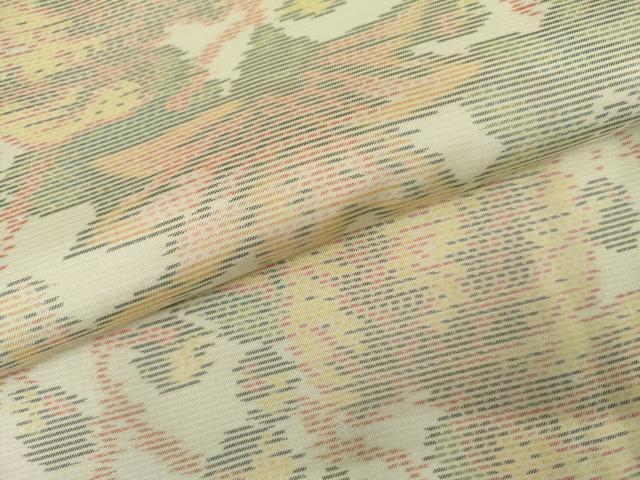 平和屋着物●本場大島紬 白大島 枝花文 正絹 逸品 AABK4601cs
