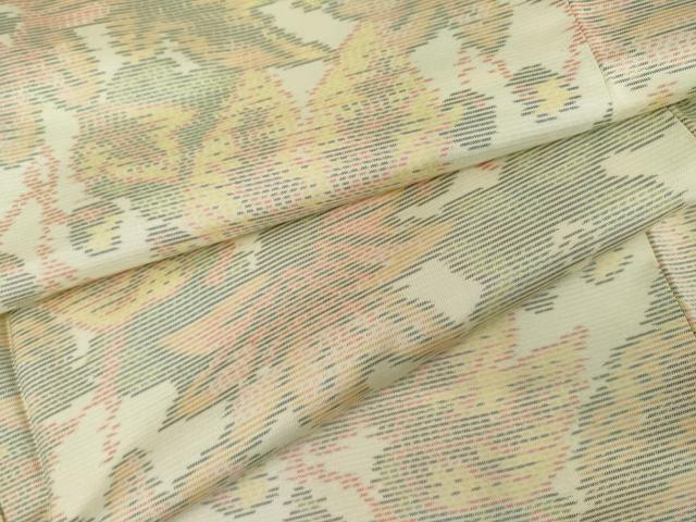 平和屋着物●本場大島紬 白大島 枝花文 正絹 逸品 AABK4601cs