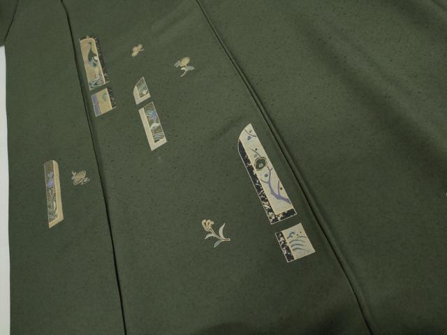 平和屋着物●訪問着 鶴 枝花文 金彩 正絹 逸品 AABK4605cs