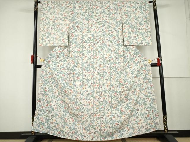 平和屋着物●上質な小紋 笹梅文 正絹 逸品 AABK4607cs