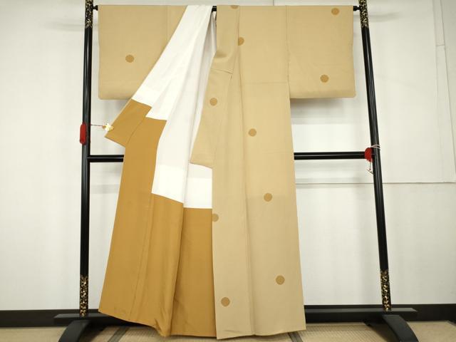 平和屋着物●上質な小紋 絞り 丸文 正絹 逸品 AABK4614cs