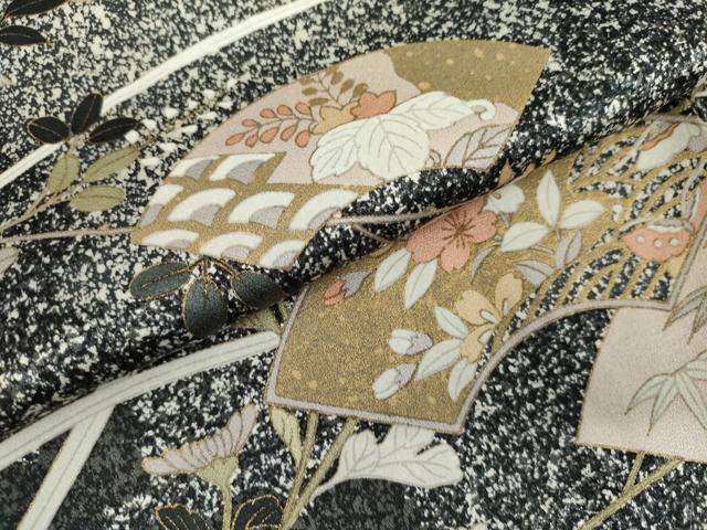 平和屋着物●訪問着 地紙枝花文 たたき染め 金彩 正絹 逸品 AABK4615cs