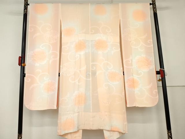 平和屋着物●振袖用長襦袢 無双仕立て 笹梅地紋 暈し染め 正絹 逸品 AABK4628cs