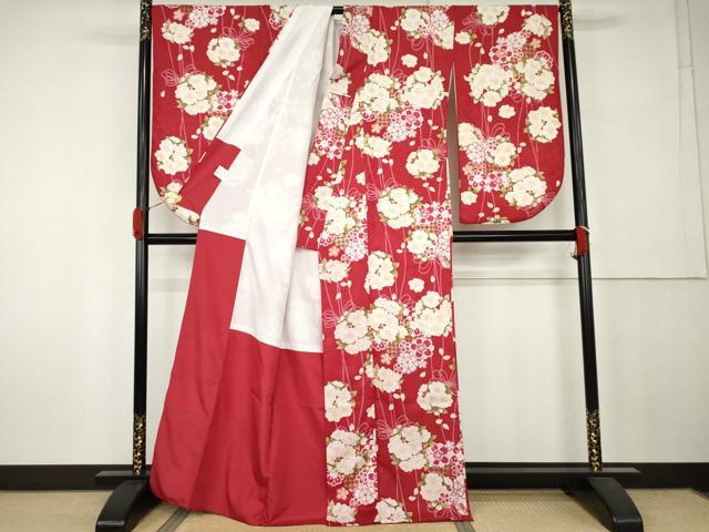 平和屋着物●小振袖 二尺袖 花丸文 金彩 洗える着物 AABK4636cs