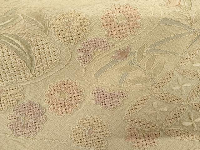 平和屋着物●中国三大刺繍 スワトウ刺繍 汕頭刺繍 総刺繍 訪問着 正倉院花唐草文 正絹 逸品 未使用 AABK4638cs
