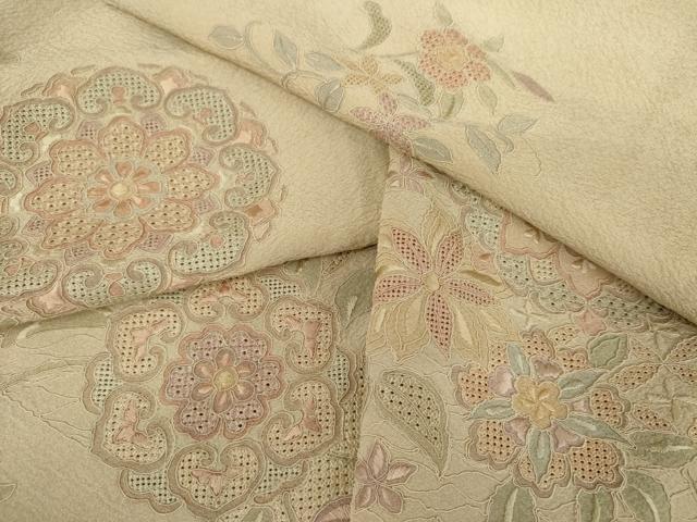 平和屋着物●中国三大刺繍 スワトウ刺繍 汕頭刺繍 総刺繍 訪問着 正倉院花唐草文 正絹 逸品 未使用 AABK4638cs