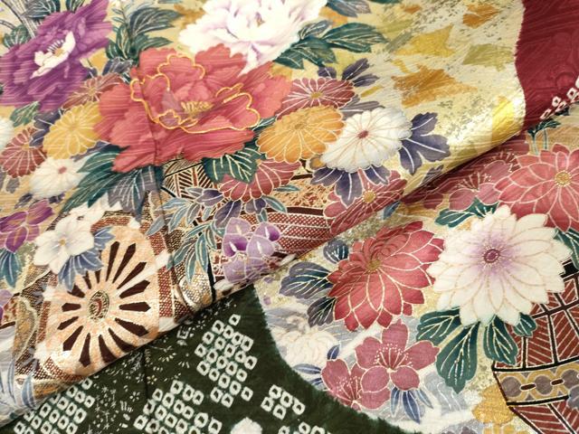 平和屋着物●豪華振袖 絞り 駒刺繍 花車文 金銀彩 正絹 逸品 AABK4639cs