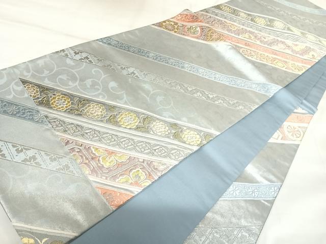 平和屋着物◎六通柄袋帯 唐織 正倉院裂段文 引箔 金銀糸 正絹 逸品 AABK4643yx