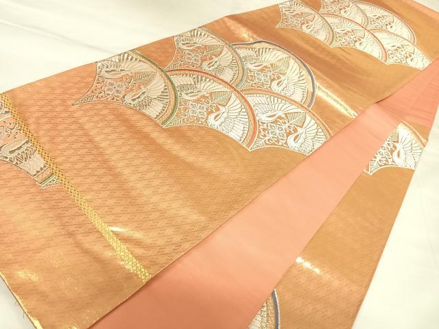 平和屋着物◎六通柄袋帯 唐織 青海波花鳥文 金銀糸 正絹 逸品 AABK4650yx