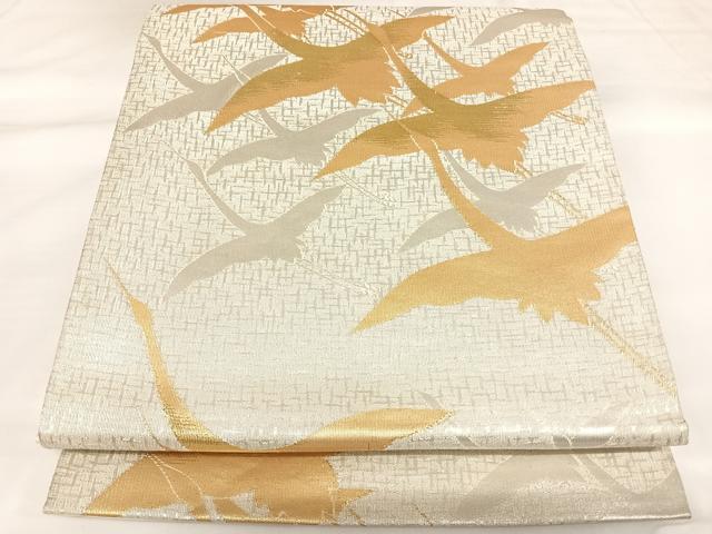平和屋着物◎六通柄袋帯 飛鶴文 金銀糸 正絹 逸品 AABK4656yx