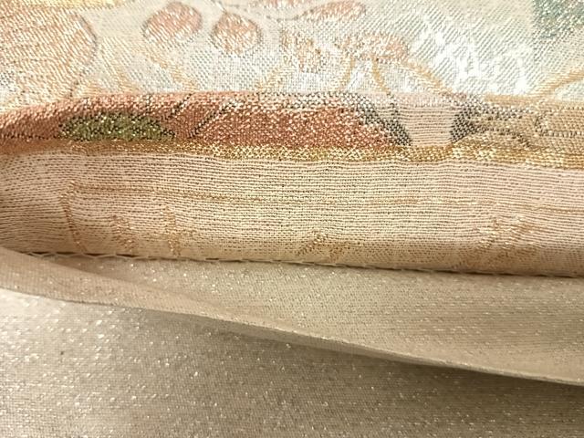 平和屋着物◎六通柄袋帯 辻が花 吉祥花文 ふくれ織 金銀糸 正絹 逸品 AABK4662yx