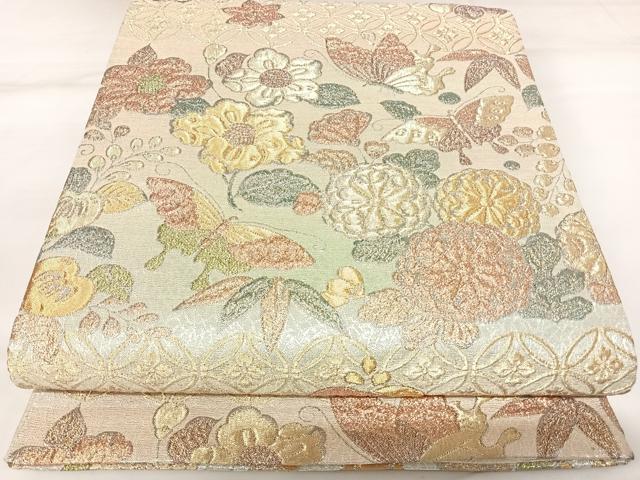 平和屋着物◎六通柄袋帯 辻が花 吉祥花文 ふくれ織 金銀糸 正絹 逸品 AABK4662yx